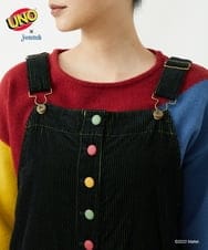 GJEAS71240 Jocomomola(ホコモモラ) UNO™×Jocomomola コーデュロイオーバーオール ブラック