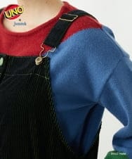 GJEAS71240 Jocomomola(ホコモモラ) UNO™×Jocomomola コーデュロイオーバーオール ブラック