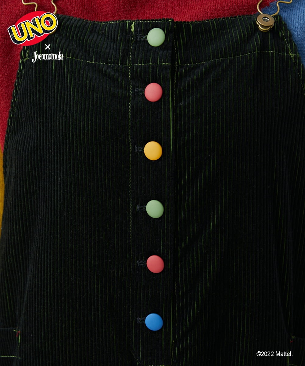 GJEAS71240 Jocomomola(ホコモモラ) UNO™×Jocomomola コーデュロイオーバーオール ブラック