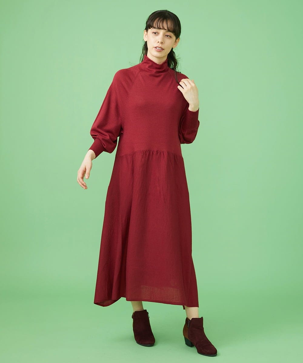 GJEAV32220 Jocomomola(ホコモモラ) Lana blend ニットワンピース ダークグレー