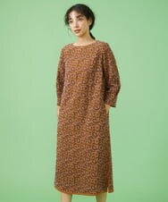 GJEAV50350 Jocomomola(ホコモモラ) Huella 刺繍ワンピース ライトブラウン