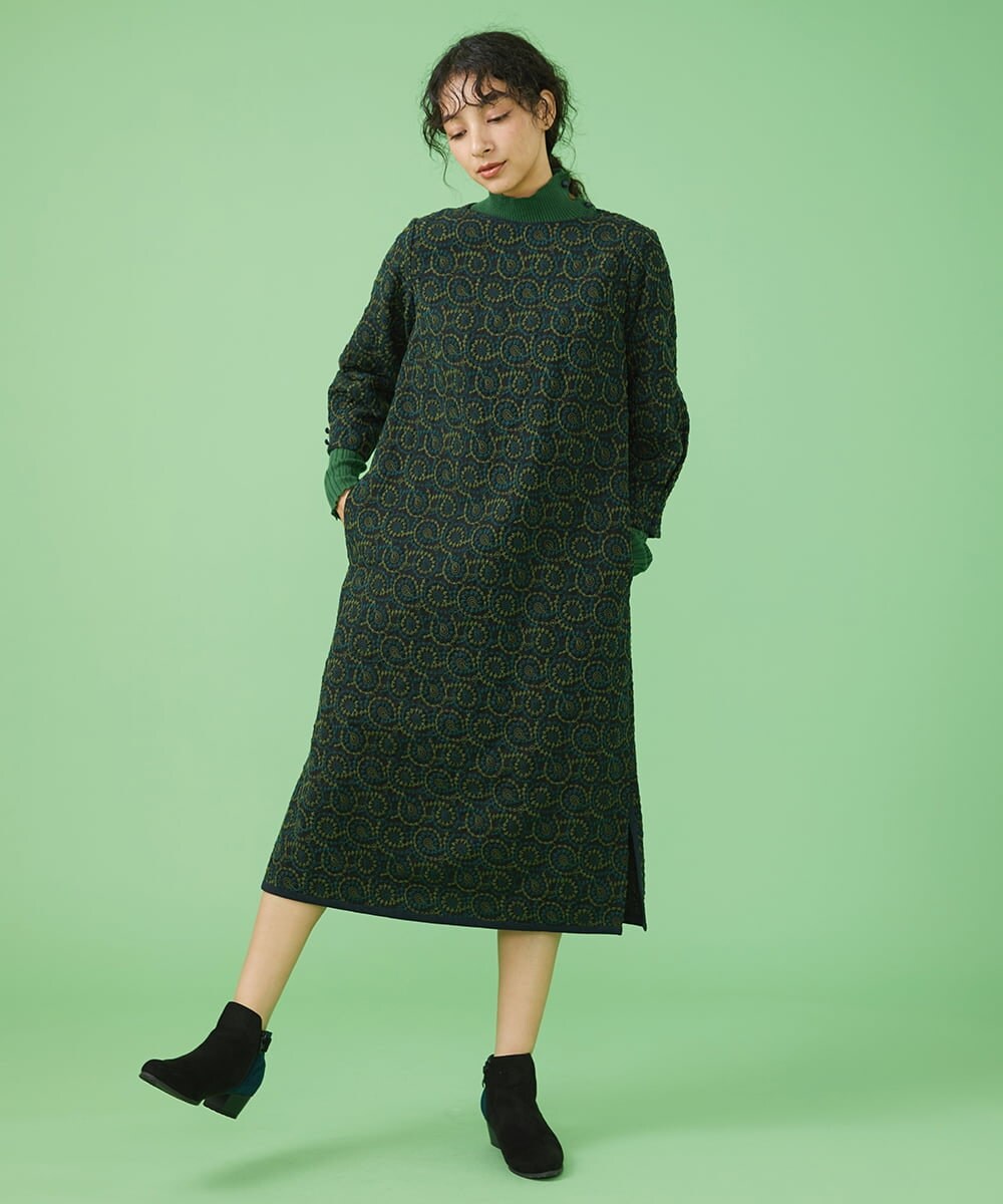 GJEAV50350 Jocomomola(ホコモモラ) Huella 刺繍ワンピース ライトブラウン