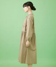 GJECA33300 Jocomomola(ホコモモラ) 千鳥チェック フラワー刺繍シャツワンピース ピンク×グリーン