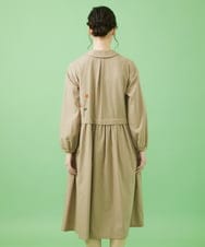 GJECA33300 Jocomomola(ホコモモラ) 千鳥チェック フラワー刺繍シャツワンピース ピンク×グリーン