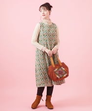 GJECA52330 Jocomomola(ホコモモラ) Carajillo フラワープリントノースリーブワンピース ライトブルー