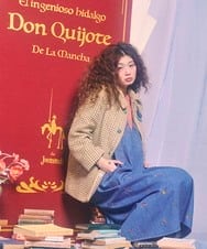 GJECD01330 Jocomomola(ホコモモラ) El galgo フラワー刺繍デニムノースリーブジャンパースカート ブルー