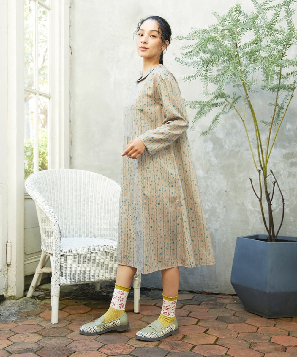 GJECD30300 Jocomomola(ホコモモラ) Escala de floral プリントワンピース ベージュ