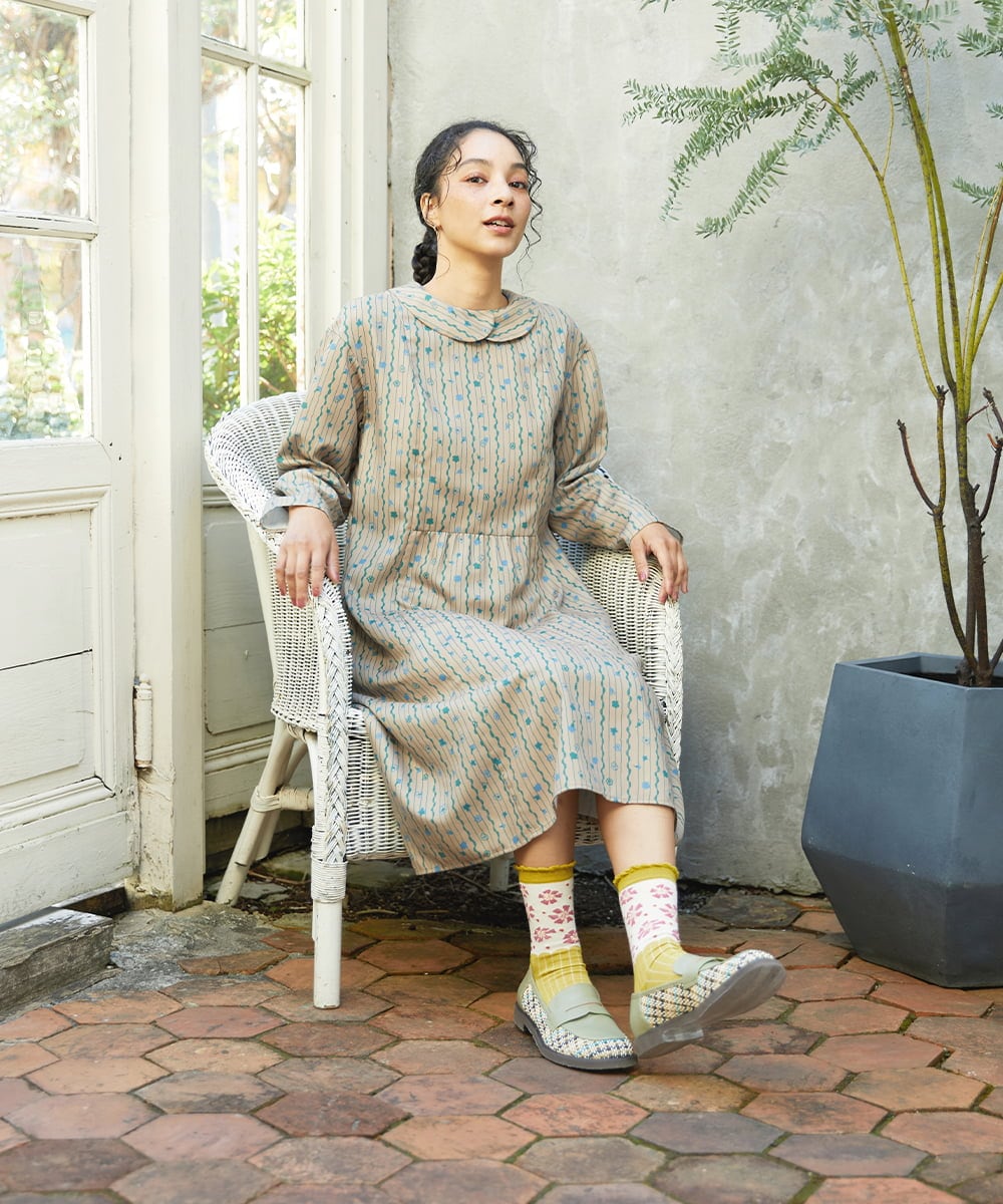 GJECD30300 Jocomomola(ホコモモラ) Escala de floral プリントワンピース ベージュ