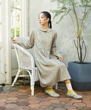 GJECD30300 Jocomomola(ホコモモラ) Escala de floral プリントワンピース ベージュ