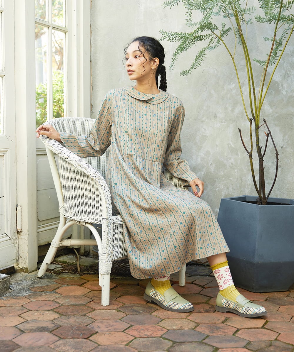 GJECD30300 Jocomomola(ホコモモラ) Escala de floral プリントワンピース ベージュ