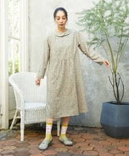 GJECD30300 Jocomomola(ホコモモラ) Escala de floral プリントワンピース ベージュ