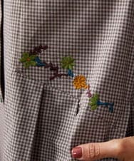 GJECD33300 Jocomomola(ホコモモラ) Flor pequena チェックフラワー刺繍ワンピース パープル