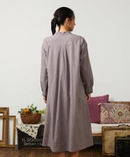 GJECD33300 Jocomomola(ホコモモラ) Flor pequena チェックフラワー刺繍ワンピース パープル