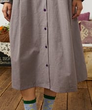 GJECD33300 Jocomomola(ホコモモラ) Flor pequena チェックフラワー刺繍ワンピース パープル