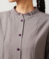 GJECD33300 Jocomomola(ホコモモラ) Flor pequena チェックフラワー刺繍ワンピース パープル