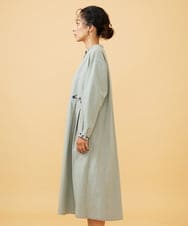 GJECD33300 Jocomomola(ホコモモラ) 【早割10%OFF】チェックフラワー刺繍ワンピース グリーン