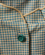 GJECD33300 Jocomomola(ホコモモラ) Flor pequena チェックフラワー刺繍ワンピース グリーン