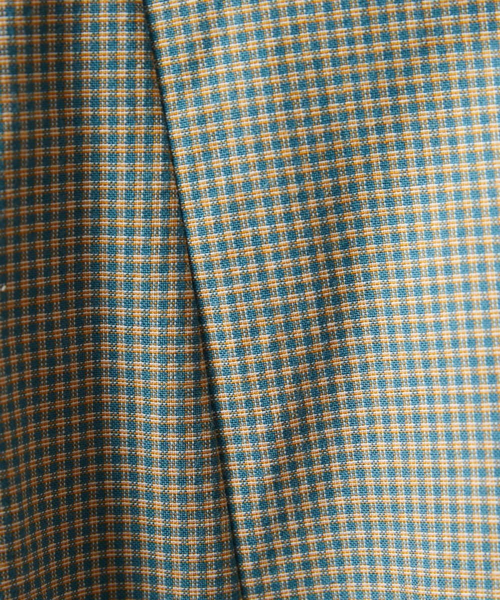 GJECD33300 Jocomomola(ホコモモラ) Flor pequena チェックフラワー刺繍ワンピース グリーン