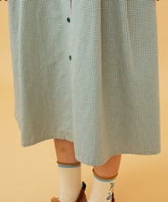 GJECD33300 Jocomomola(ホコモモラ) 【早割10%OFF】チェックフラワー刺繍ワンピース グリーン