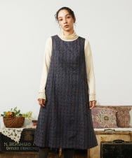 GJECD50350 Jocomomola(ホコモモラ) Escudos 幾何調総刺繍ワンピース ネイビー