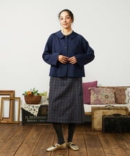 GJECD50350 Jocomomola(ホコモモラ) Escudos 幾何調総刺繍ワンピース ネイビー