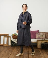 GJECD50350 Jocomomola(ホコモモラ) Escudos 幾何調総刺繍ワンピース ネイビー