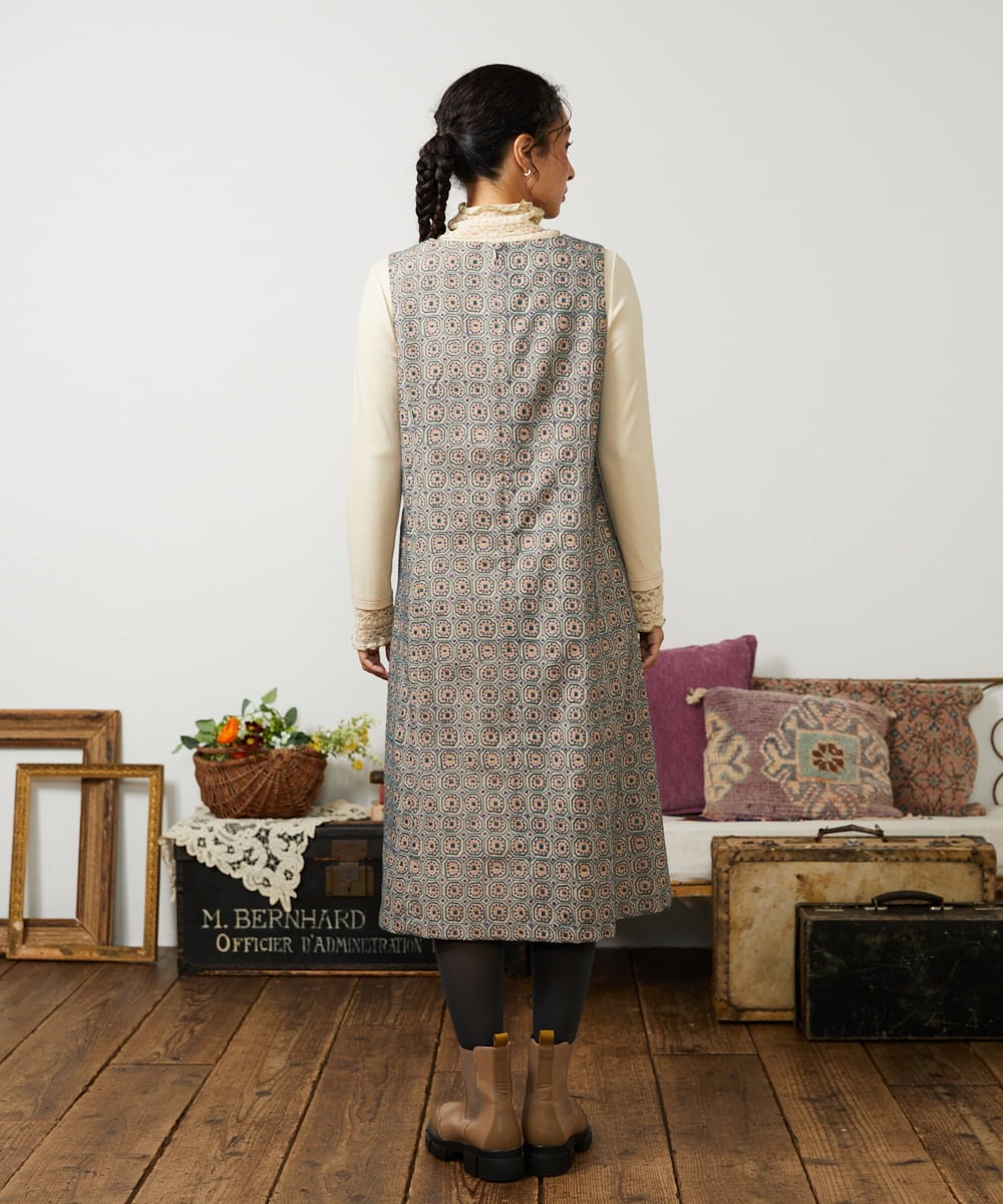 GJECD50350 Jocomomola(ホコモモラ) Escudos 幾何調総刺繍ワンピース ベージュ