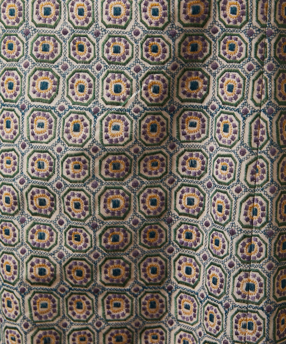 GJECD50350 Jocomomola(ホコモモラ) Escudos 幾何調総刺繍ワンピース ベージュ