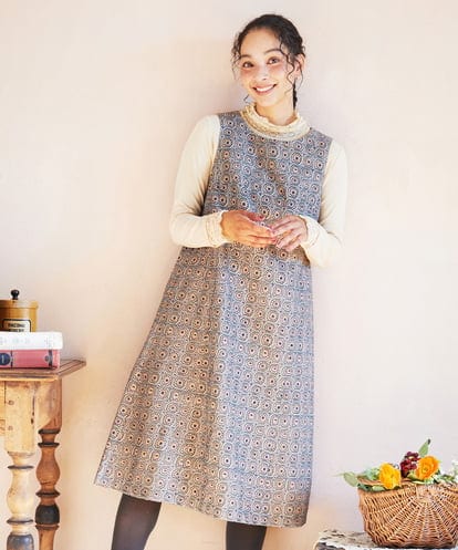 GJECD50350 Jocomomola Escudos 幾何調総刺繍ワンピース