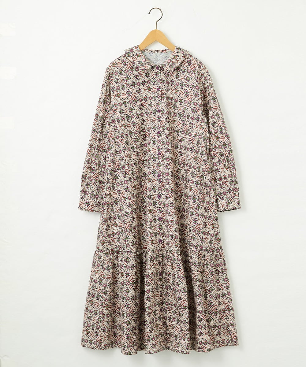 GJEDD32280 Jocomomola(ホコモモラ) Hidalgo 幾何調プリントワンピース アイボリー