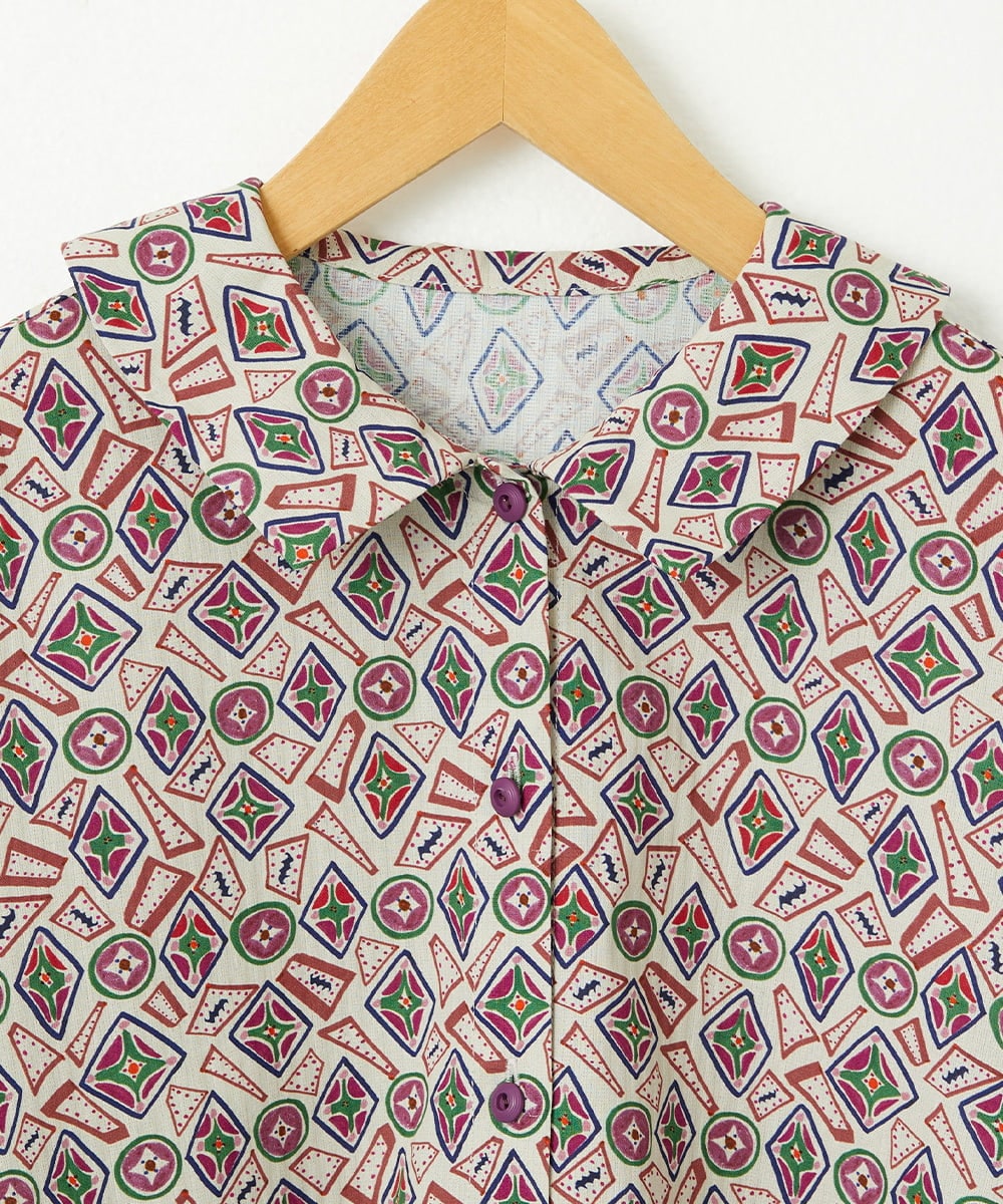 GJEDD32280 Jocomomola(ホコモモラ) Hidalgo 幾何調プリントワンピース アイボリー