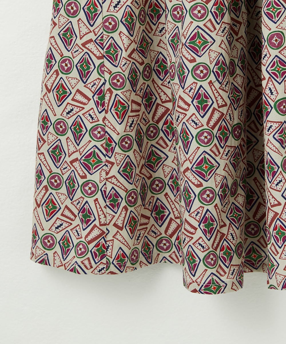 GJEDD32280 Jocomomola(ホコモモラ) Hidalgo 幾何調プリントワンピース アイボリー