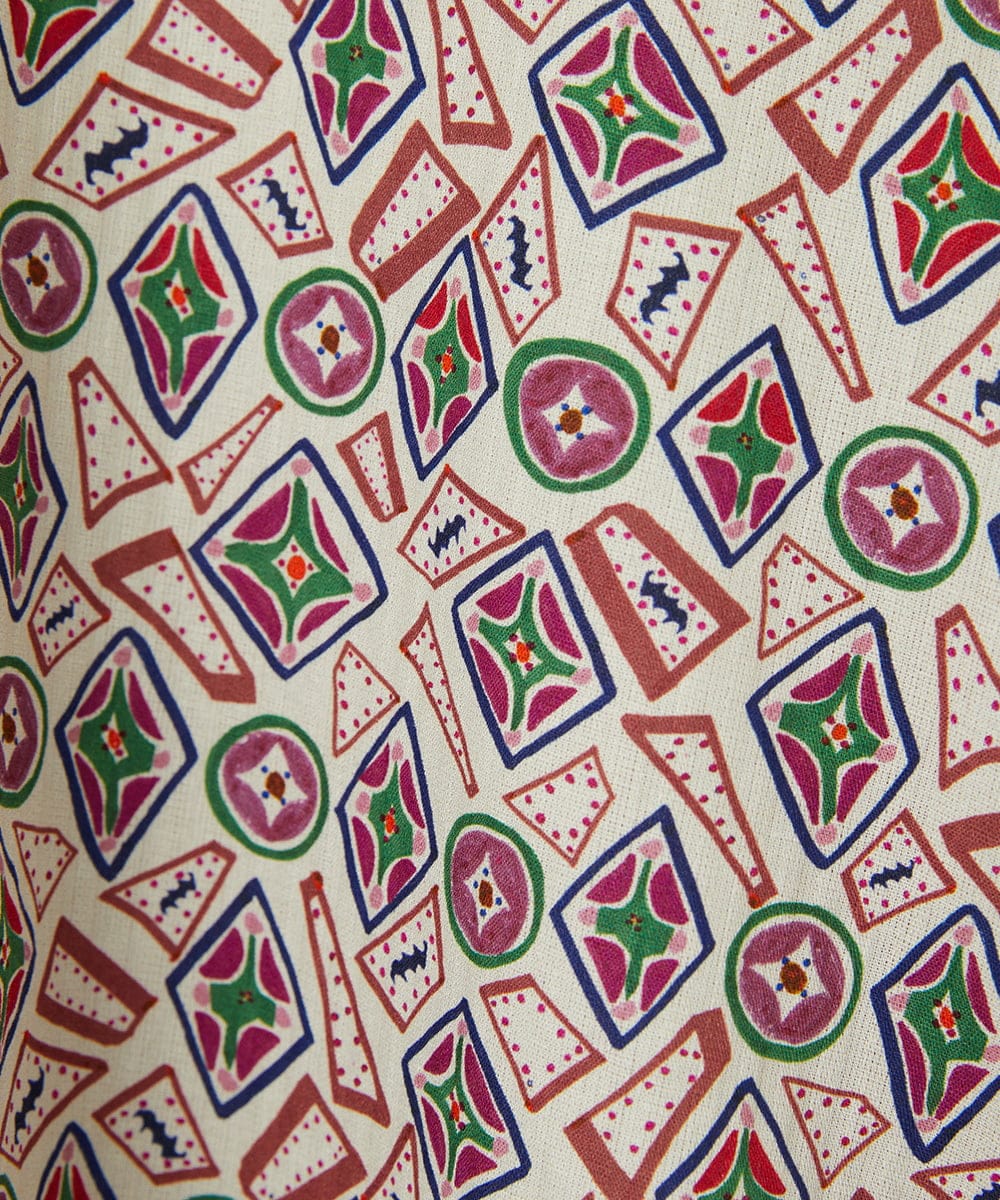 GJEDD32280 Jocomomola(ホコモモラ) Hidalgo 幾何調プリントワンピース アイボリー