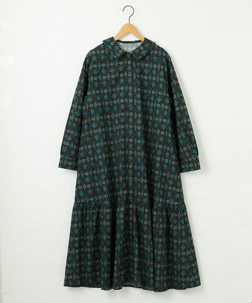 GJEDD32280 Jocomomola(ホコモモラ) Hidalgo 幾何調プリントワンピース ブラック