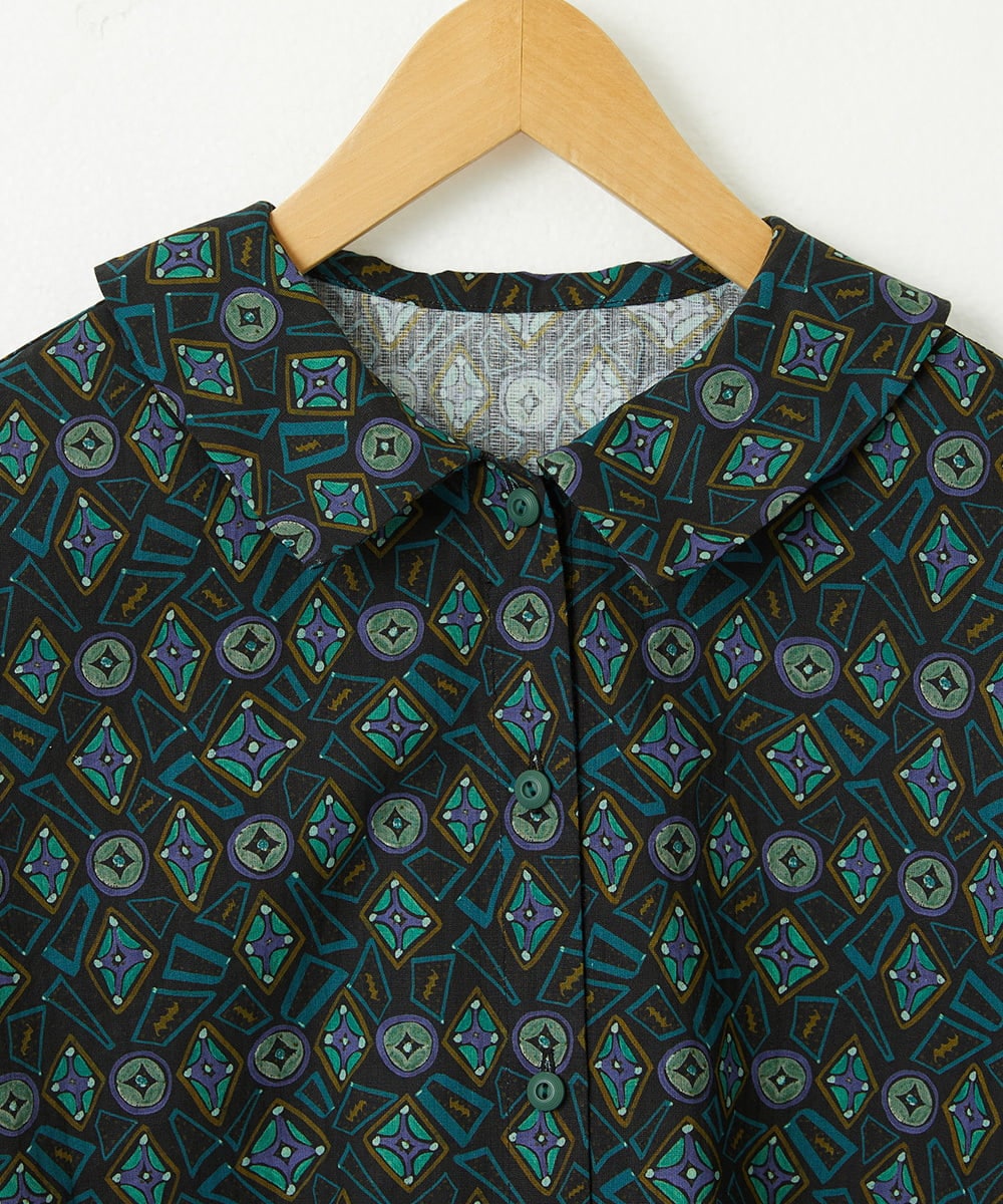 GJEDD32280 Jocomomola(ホコモモラ) Hidalgo 幾何調プリントワンピース ブラック