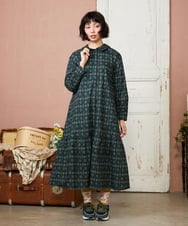 GJEDD32280 Jocomomola(ホコモモラ) Hidalgo 幾何調プリントワンピース ブラック