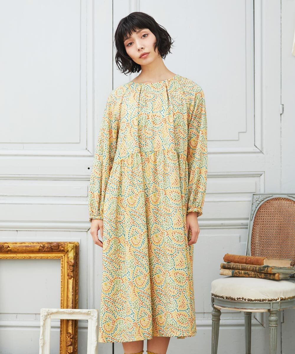 GJEDE02360 Jocomomola(ホコモモラ) La mancha ドット総刺繍ワンピース アイボリー