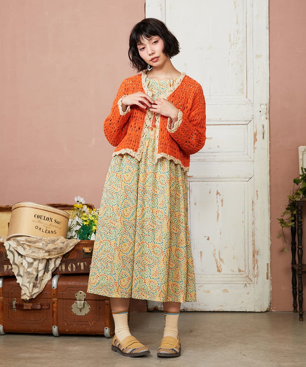 GJEDE02360 Jocomomola(ホコモモラ) La mancha ドット総刺繍ワンピース アイボリー