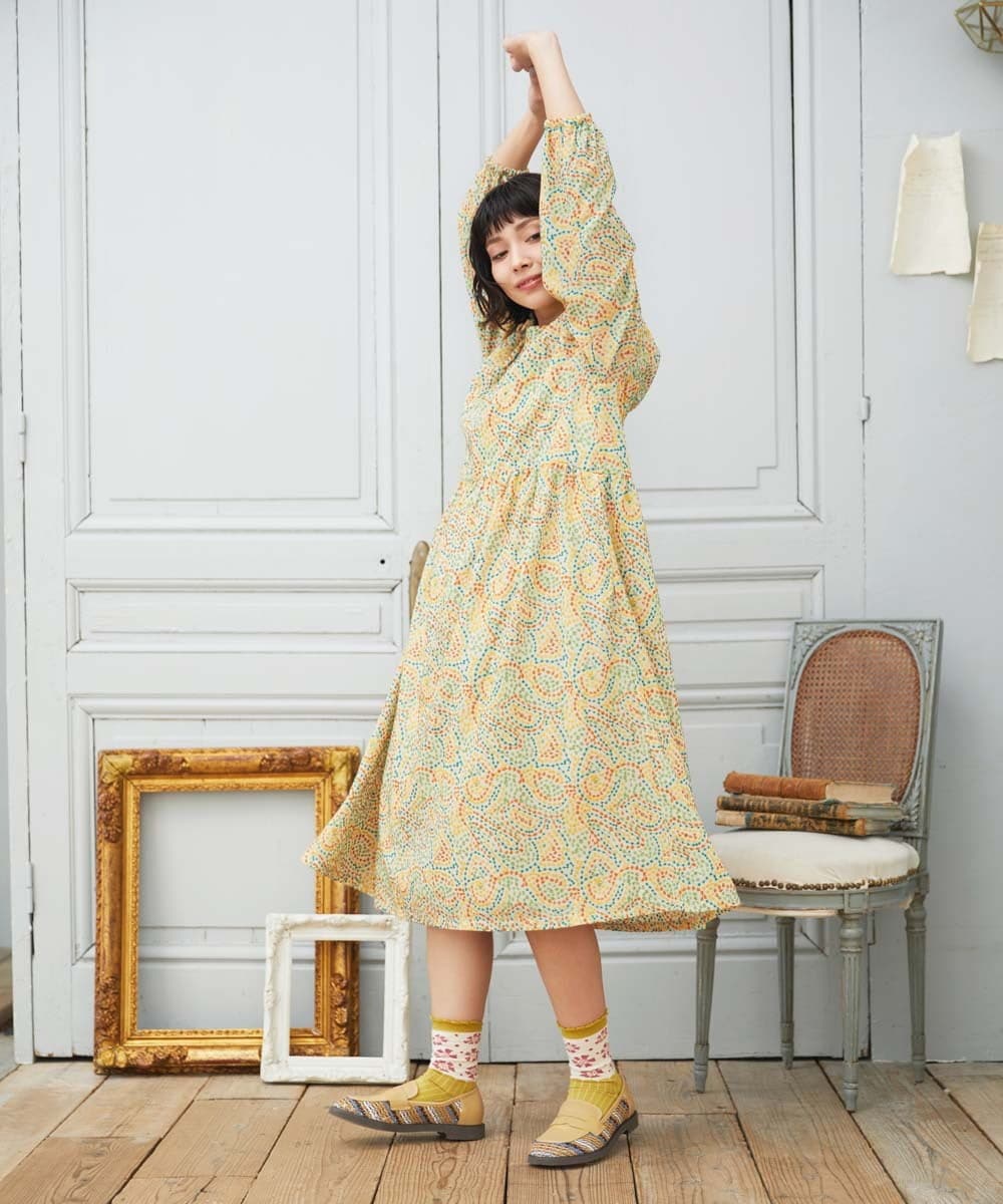 GJEDE02360 Jocomomola(ホコモモラ) La mancha ドット総刺繍ワンピース アイボリー