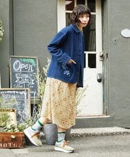 GJEDE38300 Jocomomola(ホコモモラ) Palomas y flores プリントシャツワンピース イエロー