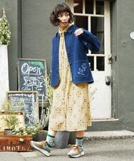 GJEDE38300 Jocomomola(ホコモモラ) Palomas y flores プリントシャツワンピース イエロー