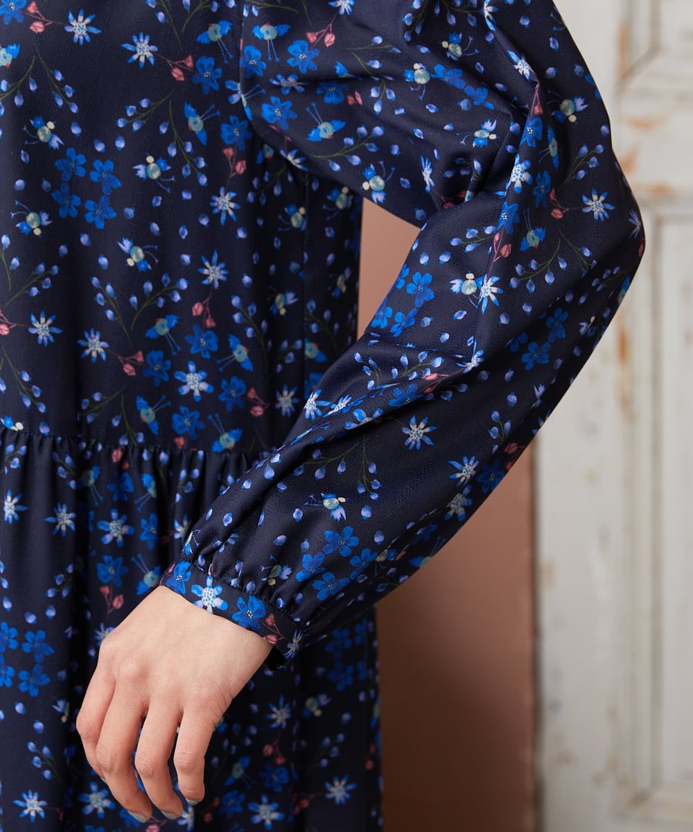 GJEDE38300 Jocomomola(ホコモモラ) Palomas y flores プリントシャツワンピース ネイビー