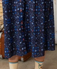 GJEDE38300 Jocomomola(ホコモモラ) Palomas y flores プリントシャツワンピース ネイビー