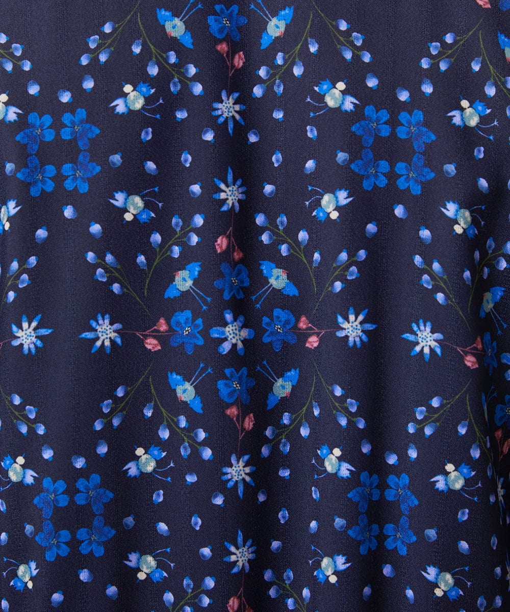 GJEDE38300 Jocomomola(ホコモモラ) Palomas y flores プリントシャツワンピース ネイビー