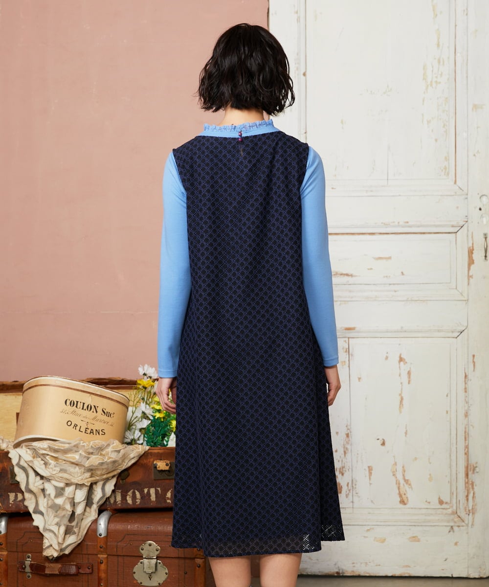 GJEDE42280 Jocomomola(ホコモモラ) Entrada 幾何学レースワンピース ブラック