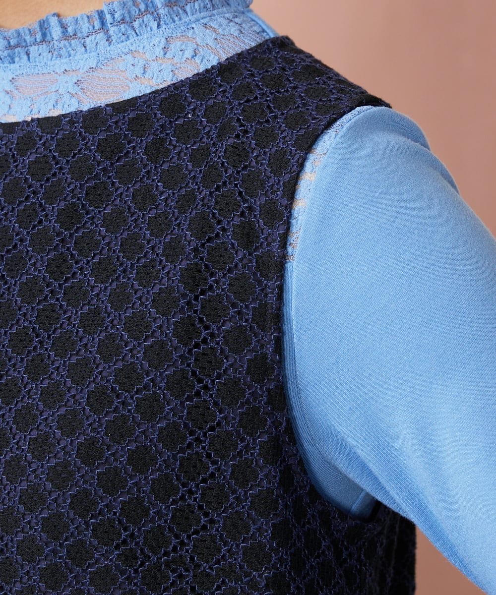 GJEDE42280 Jocomomola(ホコモモラ) Entrada 幾何学レースワンピース ブラック