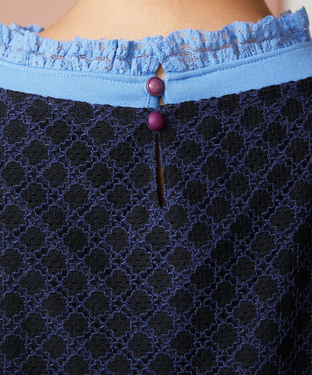 GJEDE42280 Jocomomola(ホコモモラ) Entrada 幾何学レースワンピース ブラック