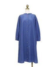 GJEDT42280 Jocomomola(ホコモモラ) Papelcarta 刺繍シャツワンピース ブルー