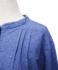 GJEDT42280 Jocomomola(ホコモモラ) Papelcarta 刺繍シャツワンピース ブルー