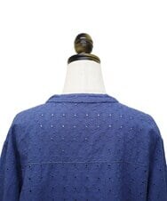 GJEDT42280 Jocomomola(ホコモモラ) Papelcarta 刺繍シャツワンピース ブルー
